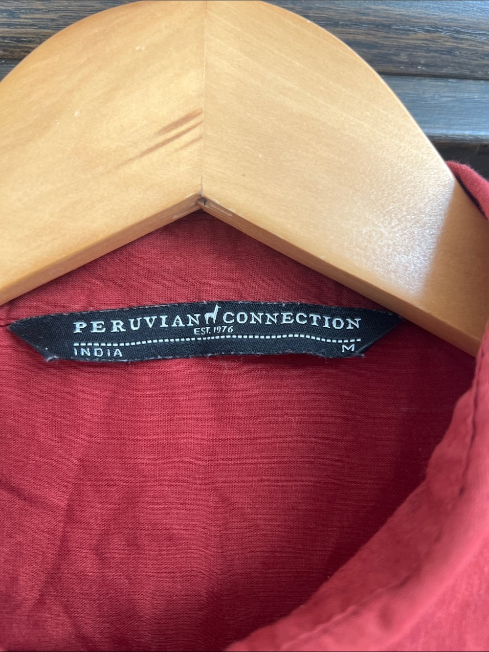 Peruvian Connection Ruffled Front Long-Sleeve Red Blouse - Picture 5 of 5
